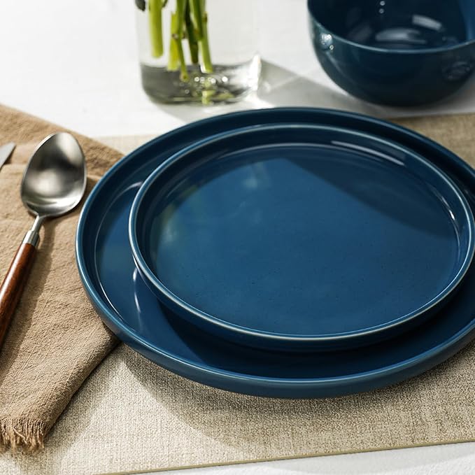 Kitchen Plates and Bowls Set Dinner Set for 4 Handpainted Dinner ware Sets, Microwave Safe Plates and Bowls Sets Stone Plate Scratch Resistant (Galaxy Mist)