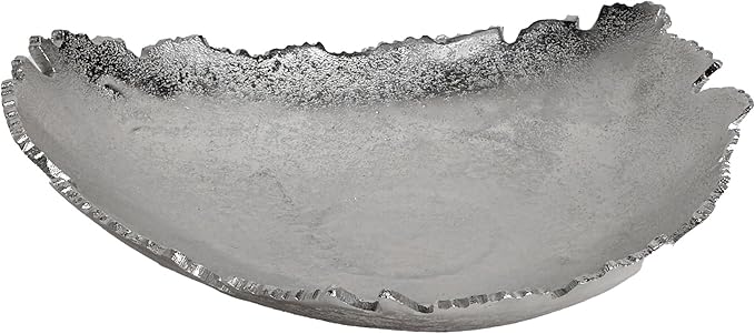 IHI est. 1986 Large 14 x 2.5 Silver Nickel Plated Aluminum Decorative Serving Tray - Elegant Ottoman Tray