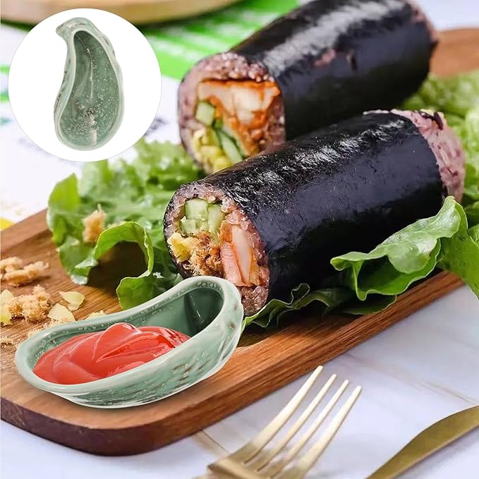 Ciieeo Ceramic Sushi Tray Appetizer Plate Japanese Style Oyster Shell Molding Multi-use Serving Dish