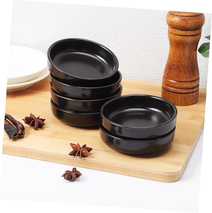 STOBAZA Set of 6 Japanese Style Ceramic Plates Bread Dipping Bowls Asian Chinese Appetizer Dishes for Sushi Sauce Snacks