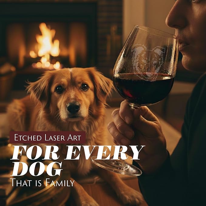 Etched Laser Art Basque Shepherd Personalized Dog Themed Etched 12.75oz Wine Glass Custom Dog Breed Wine Glasses, Ideal for Pet Lovers, Unique Birthday Gift for Men & Women, Personalized Gift