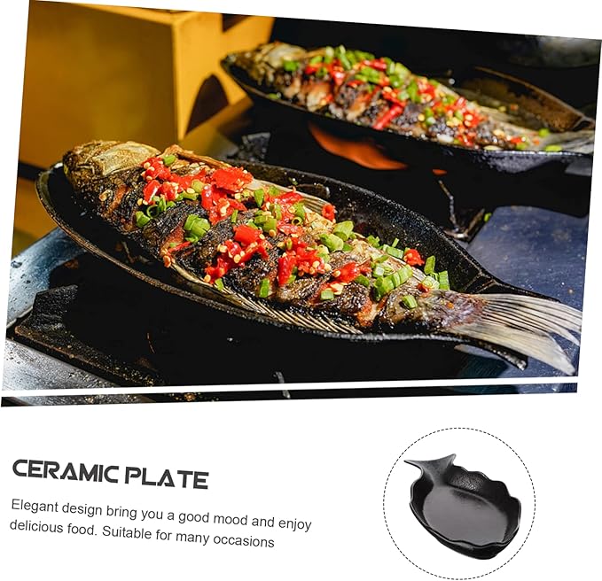 Zerodeko Ceramic Fish Plate for Serving Japanese Style Food Steamer Dish for Home Kitchen Restaurant Use for Sushi Appetizers and Dessert Presentation