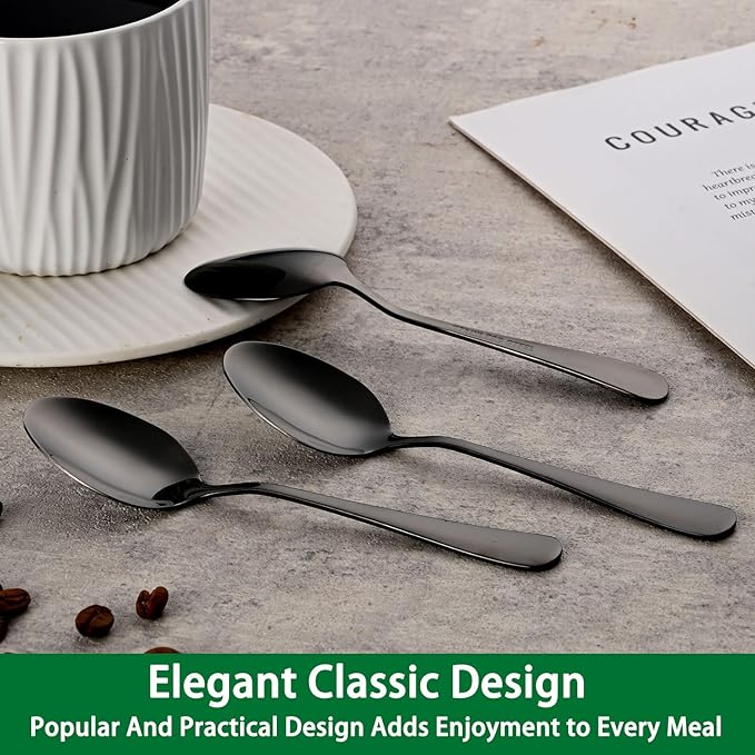 5.5 Inch Black Small Teaspoons,Set Of 8 Stainless Steel Coffee Spoons,Black Mini Spoons For Dessert,Cake,Durable Demitasse Spoon