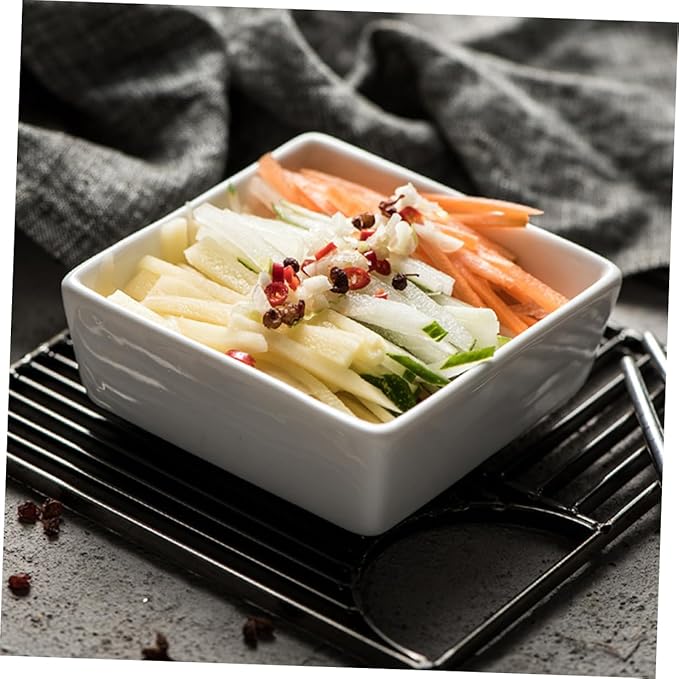 2pcs Square Ceramic Sauce Plates White Condiment Dishes Small Dipping Bowls for Sauces and Appetizers for Parties and Events