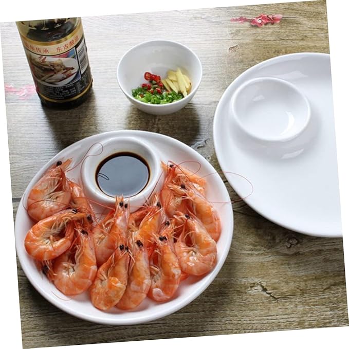 Kichvoe White Ceramic Serving Plate Simple Dessert Dish for Dumplings Sushi and Sauces Home Tableware Easy to Clean Elegant European Style