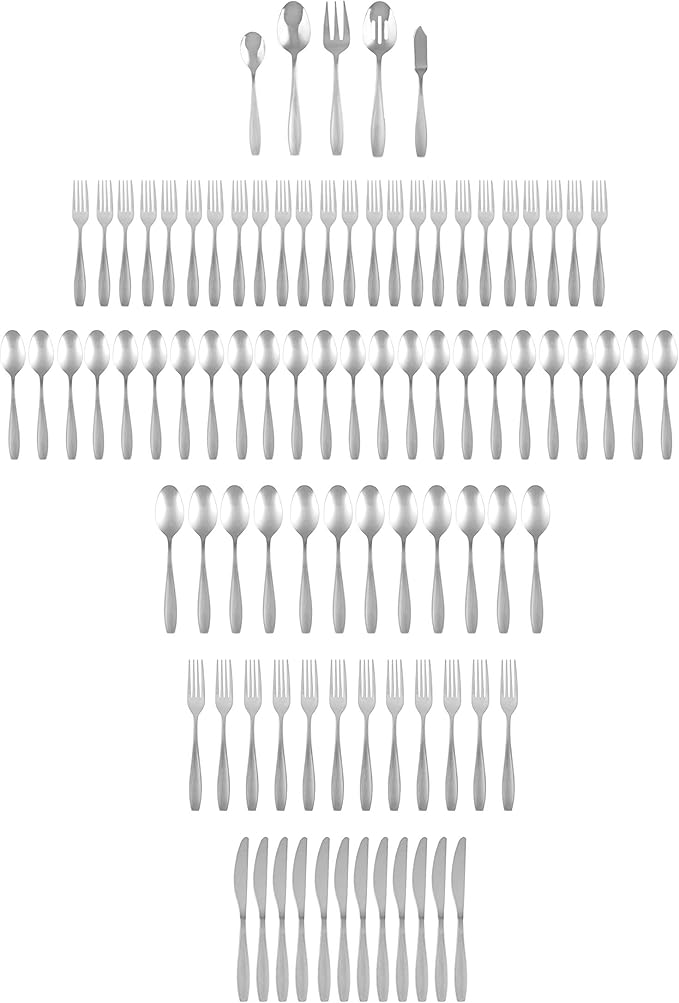 Cambridge Silversmiths Tyrus Satin Mirror 89-Piece Flatware Set