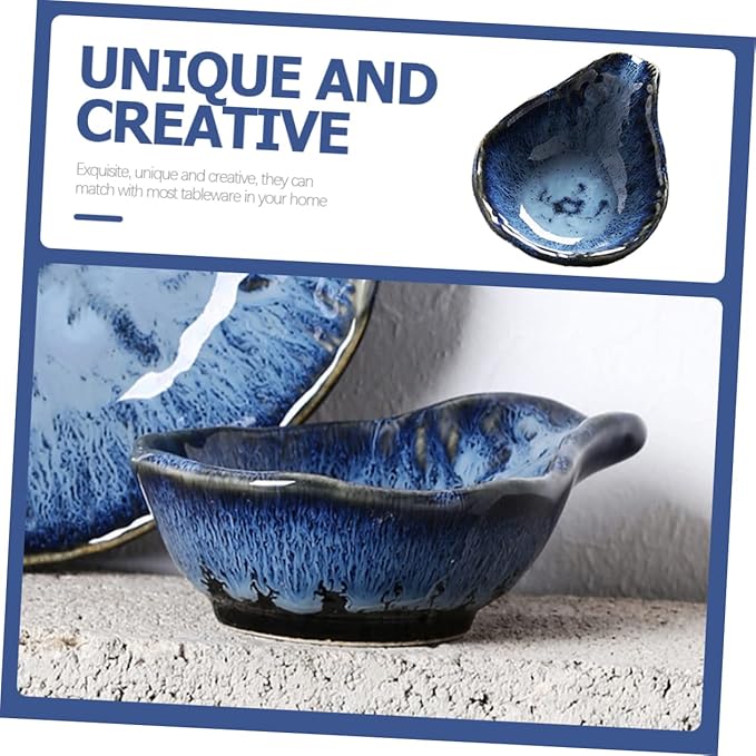 Happyyami Nordic Blue-eating Owl Ceramic Sauce Bowl Multi-function Dipping Plate for Household Kitchen