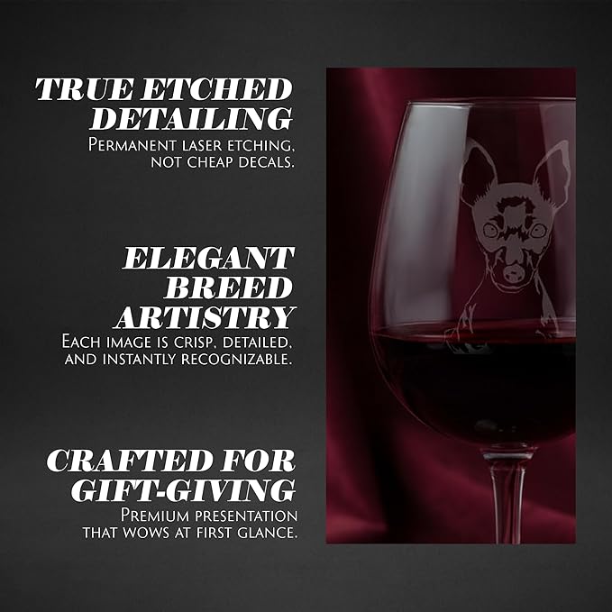 Toy Fox Terrier Dog Themed Etched All Purpose 12.75oz Wine Glass