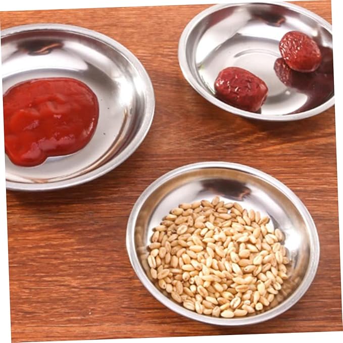 12pcs Stainless Steel Plate Vinegar Holders Salad Bowl Soy Mini Dipping Plates Stainless Steel Bowls Sauce Dipping Bowls Dipping Sauce Cups Appetizer Tray Seasoning Child Metal