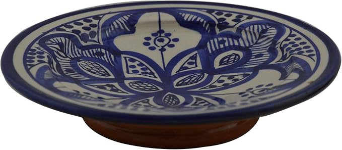 Moroccan Ceramic Plates Handmade Appetizer Tapas Serving Set Of Four White Blue