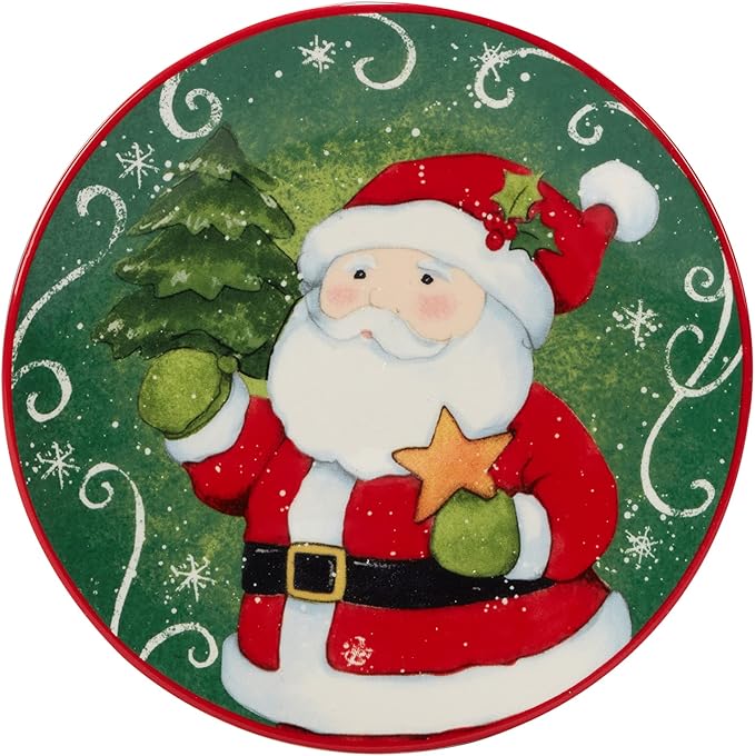 Certified International Holiday Magic Santa 6" Canape/Luncheon/Snack Plates, Set of 4