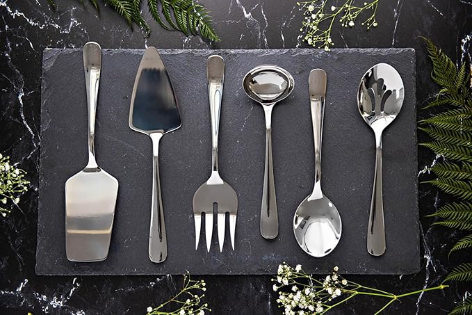 Nicole Miller 6-Piece Madison Hostess Set - Premium Stainless Steel Elegant Serving Utensils for Every Occasion