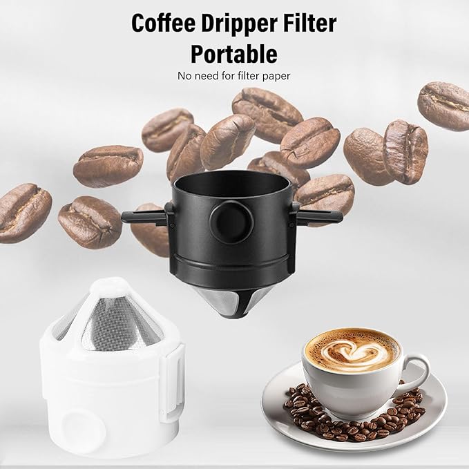 2 Pcs Pour Over Coffee Dripper, Stainless Steel Pour Over Coffee Filter Reusable Permanent Brewing Basket for Coffee Makers and Drip Brewing