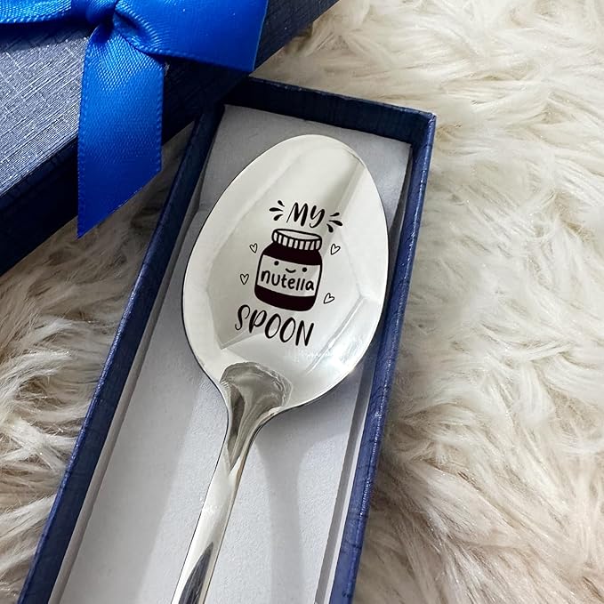 Funny My Nutella Spoon Engraved Stainless Steel Spoon, Coffee Ice Cream Birthday Christmas Valentine's Day Thanksgiving Mother's Day Gifts for Women Men Dad Mom Nutella Lovers