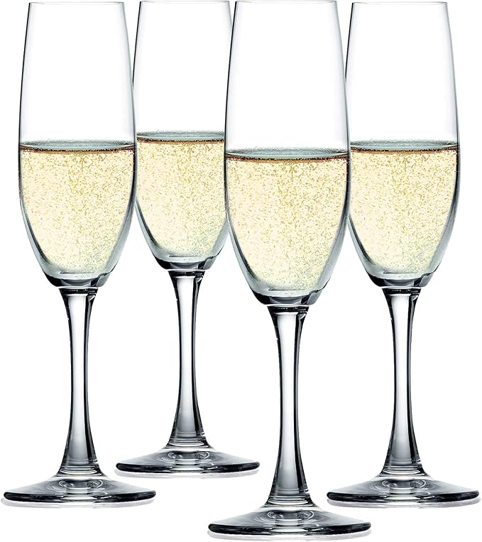 Spiegelau Wine Lovers Champagne Flutes, Elegant Crystal Champagne Glasses Gift Set, Perfect for Prosecco, Sparkling Rose, Mocktails, Home Bar Accessories, Housewarming, Wedding Gifts, 6.7 oz, Set of 4