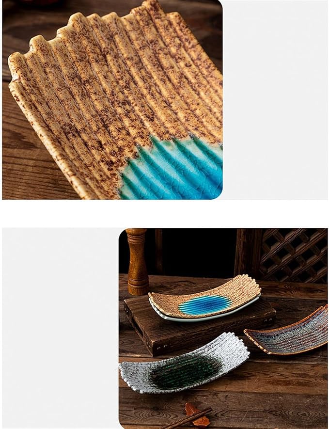 Sauce Dish Underglaze Creative Kiln Change Glaze Snack Plate Long Snack Fruit Plate Dip Plate Appetizer Plate Snack Plate(A)