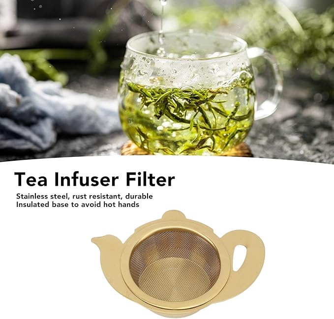Tea Fine Mesh Filter, Loose Tea Infuser Basket Stainless Steel Tea Strainer Tea Filter Insulated Base Tea Strainer Bowl Tea Steeper Basket Filter for Brewing Filter Tea Leaves