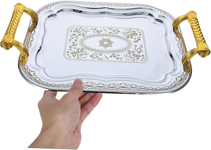 ABOOFAN Rectangular Serving Tray Handles Fruit Tray Platter Candy Organizer Delicate Fruit Plate for Party