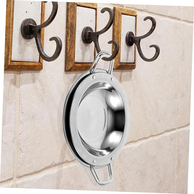 Cabilock 2Pcs Stainless Steel Round Plates with Handles Snack Serving Trays Kitchen Dish for Entertaining Easy to Clean Smooth Edges for Safety