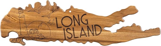 Totally Bamboo Rock & Branch Origins Series Long Island Shaped Cutting Board and Charcuterie Serving Tray, Includes Hang Tie for Wall Display