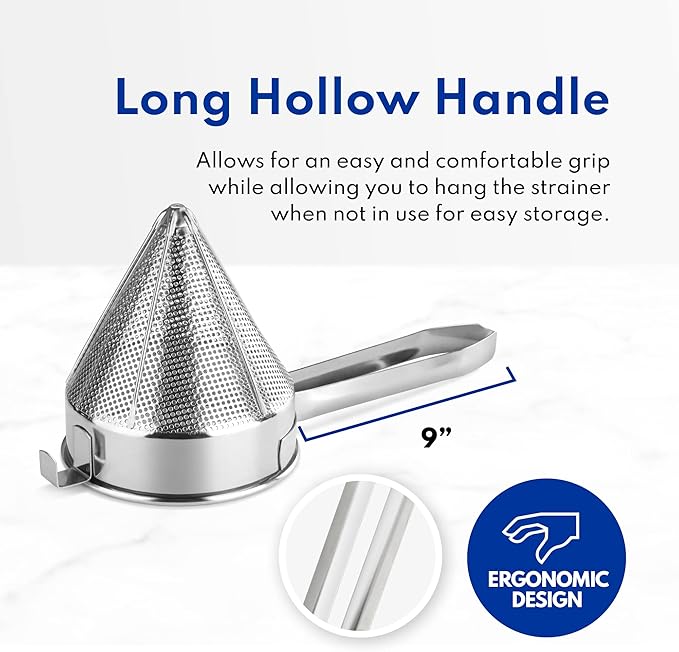 New Star Foodservice 34158 18/8 Stainless Steel China Cap Strainer, 12-Inch, Coarse Mesh