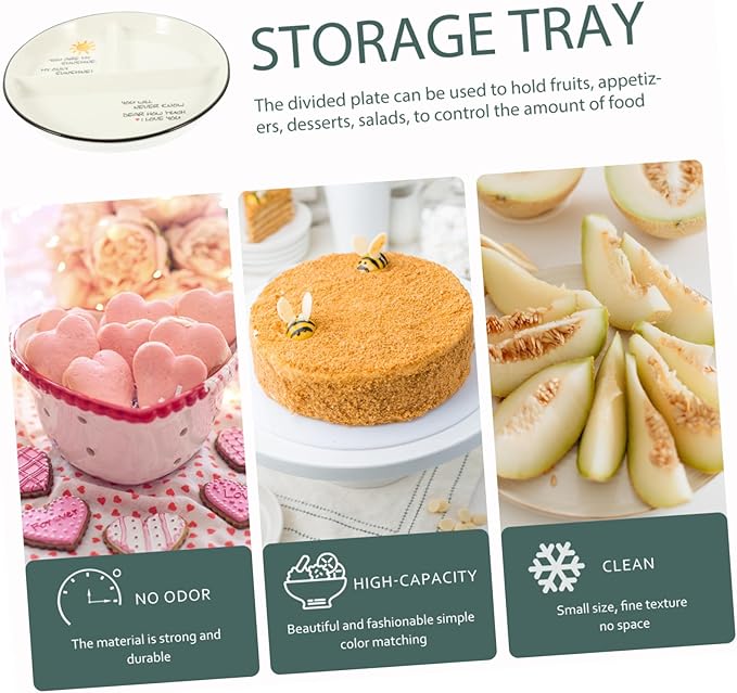 Multi-use Ceramic Serving Dish Separated Plate for Snack Appetizer Salad