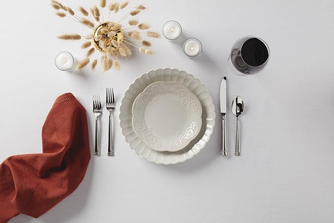 Lenox French Perle Scallop 4-Piece Dinner Plate Set, 7.40 LB