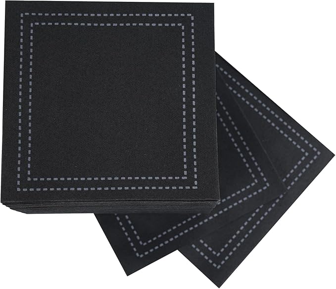 50 Pack Black Cocktail Napkins Disposable - Linen Feel 5x5 Inch Premium Dessert Napkins for Weddings, Parties, Birthdays, Anniversary, Suitable for Restaurants, Bars, Reception, Home Events