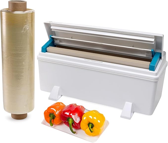IDL Packaging WP-179D 12" WrapMaster Dispenser with 12" x 2000' Food Film Roll – Complete Food Wrapping Solution on Your Kitchen - 100% Food-Grade and BPA Free