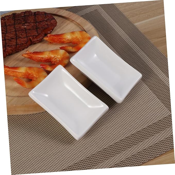 2pcs Ceramic Snack Plate Condiment Appetizer Serving Tray Sauce Dishes