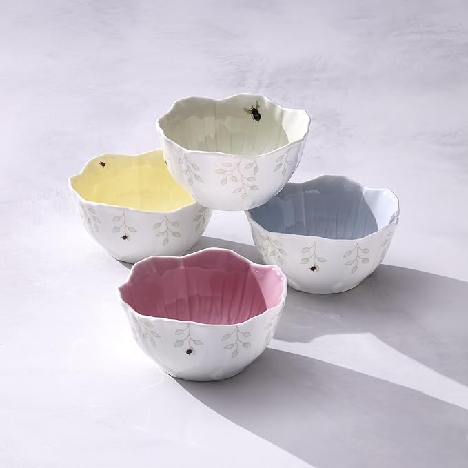 Lenox 897771 Butterfly Meadow Floral Dessert Bowls, Yellow, Set of 4