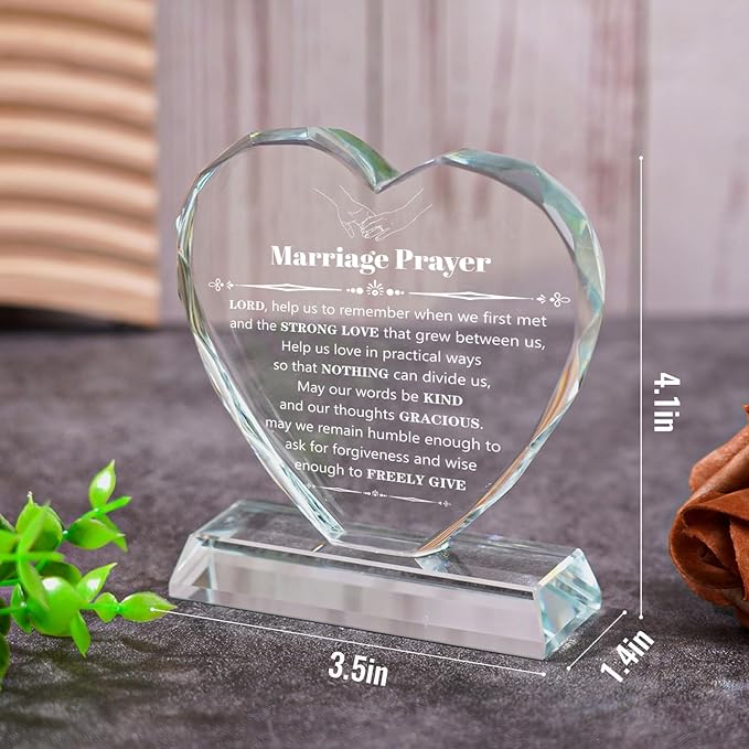 Wedding Gifts for Couples 2025, Marriage Prayer Plaque, Unique K9 Crystal with Inspiring Quotes, Anniversary Wedding Gifts for Couples, Newlywed Mr and Mrs Gifts.
