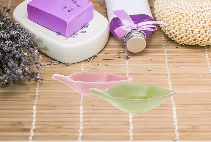 4pcs Ceramics Leaves Plates Seasoning Dishes Tea Bag Holders Teaspoon Oil Plates Ketchup Saucer Serving Dish for Appetizer Vinegar Spice Salad Soy