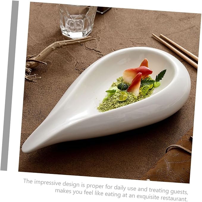 Zerodeko Ceramic Appetizer Plate Irregular Food Serving Dish for Fruits Snacks Desserts Easy to Clean Ceramic Display Plate for Home Party Restaurant Use