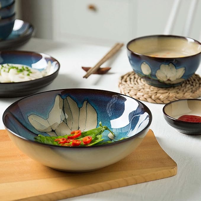 28 Piece Dinner Set Plate and Bowl Set for 6 People Vintage Tableware Service Sets Ceramic Dinner Set for Home Gift