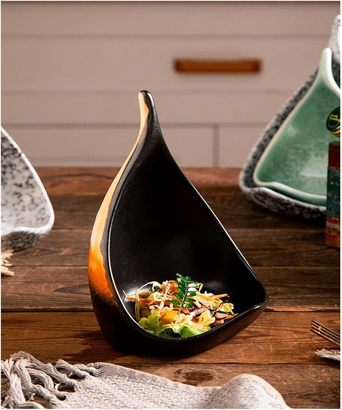 Appetizer Plates Hotel Cuisine Retro Ceramic Leaf Bowl Special-Shaped Bowl Snack Bowl Cold Dish Bowl Dish Plate Cheap Plates (D)