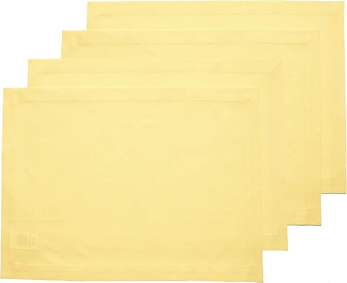 Solino Home Yellow Cotton Linen Placemats Set of 4 - Machine Washable Place Mats 14 x 19 Inch - Dru