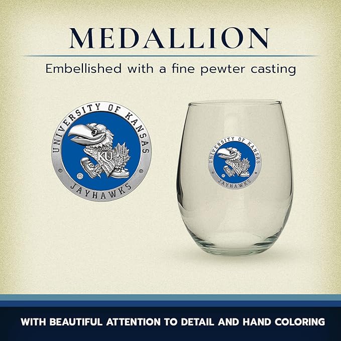 Heritage Pewter Kansas Stemless Glass Goblets – Set of 2 | 15 OZ Goblet Wine Glasses | Expertly Crafted Pewter Glass