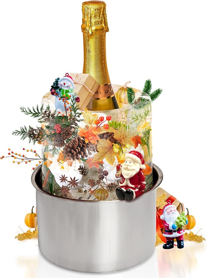 Ice Bucket Mold,Ice Mold Wine Bottle Chiller,Champagne Bucket Ice Mold, Flower/Fruits/Any Decoration to DIY Your Champagne Bucket Ice Mold For Special Parties (M)