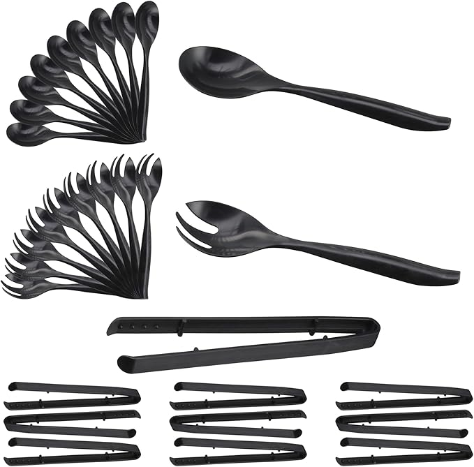 Sterno Serving Utensils, Disposable Set for Parties & Catering Buffet Supplies, Plastic Party Serving Forks, Spoons & Tongs (30pcs)