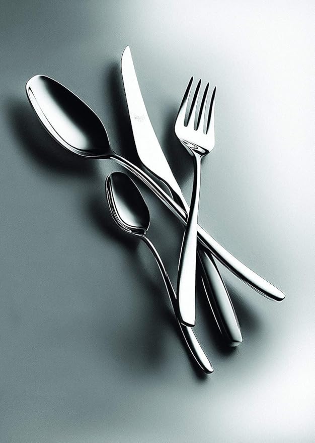 MEPRA Avanguardia Cake Serving Set [13 Piece Set] Polished Silver Finish, Dishwasher Safe Cutlery