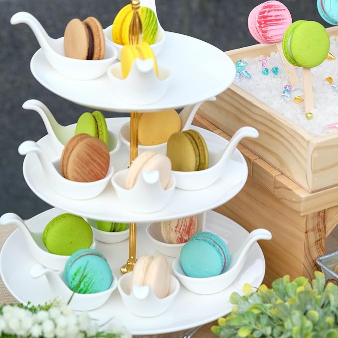 uxcell 1 Set 3-Tier Cupcake Stand Holder, Round Tiered Serving Tray Stainless Steel Cup Cake Stand for Dessert Fruit Table Birthday Party Decoration Display, Silver