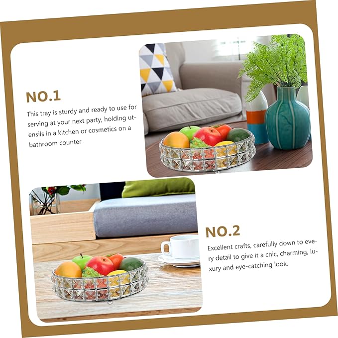 PRETYZOOM Silver Mirror Decorative Serving Tray Round Food Platter for Dresser Kitchen Living Room Stylish Display Tray for Snacks and Desserts Home Decor Accessory