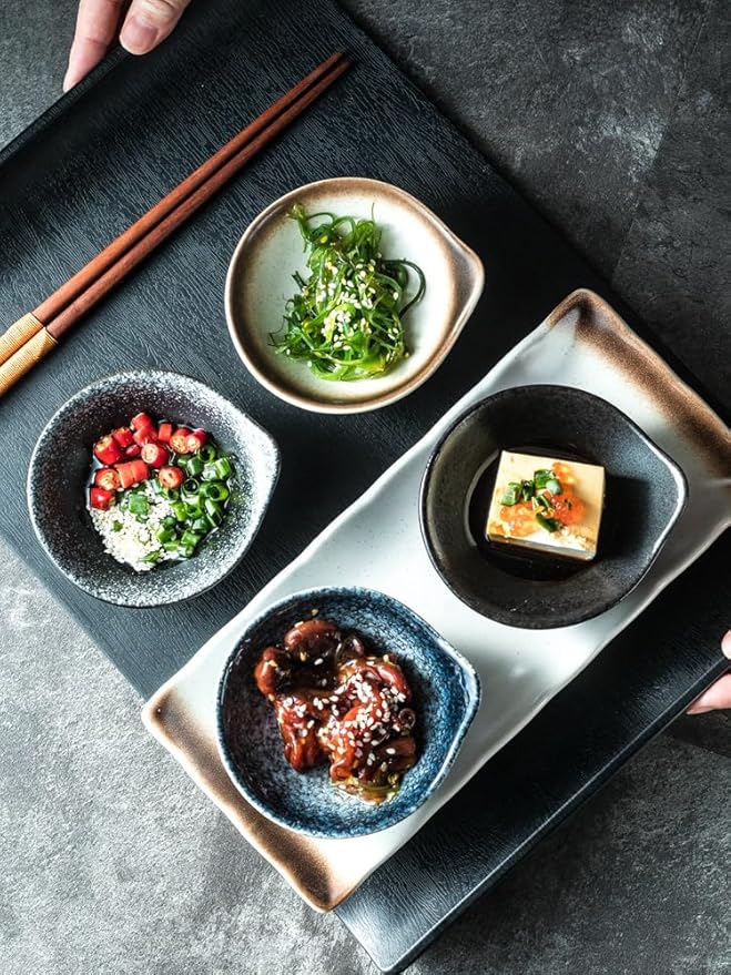 Snack Plate Chinese BBQ Seasoning Ceramic Snack Dish for Home Use, Suitable for Appetizers, Sushi, Cooked Food, Reusable Snack Tray (Color : C)