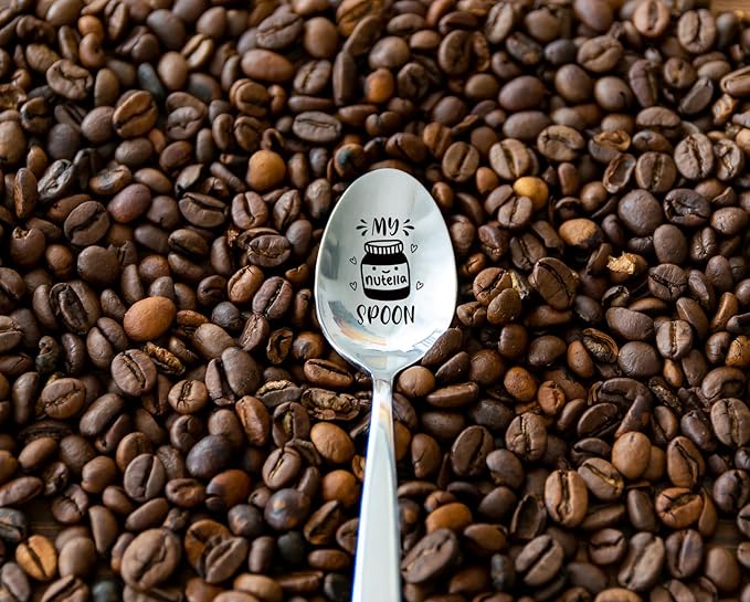 Funny My Nutella Spoon Engraved Stainless Steel Spoon, Coffee Ice Cream Birthday Christmas Valentine's Day Thanksgiving Mother's Day Gifts for Women Men Dad Mom Nutella Lovers