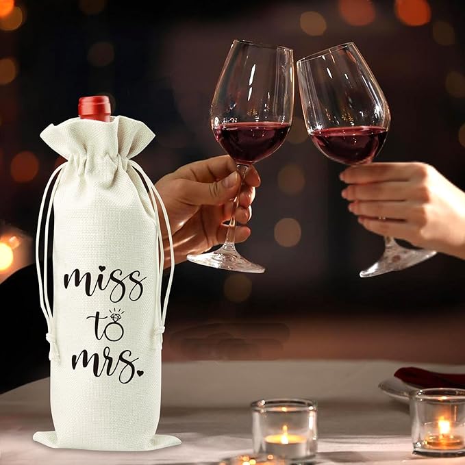 Lcoanriut Miss to Mrs. Wine Bag, Engagement Wedding Wine Gift Bag, Bridal Shower Wedding Gifts Ideas for Couples Wine Bag, Wedding Party Decorations Engagement Gifts for Couples Bride Miss to Mrs.