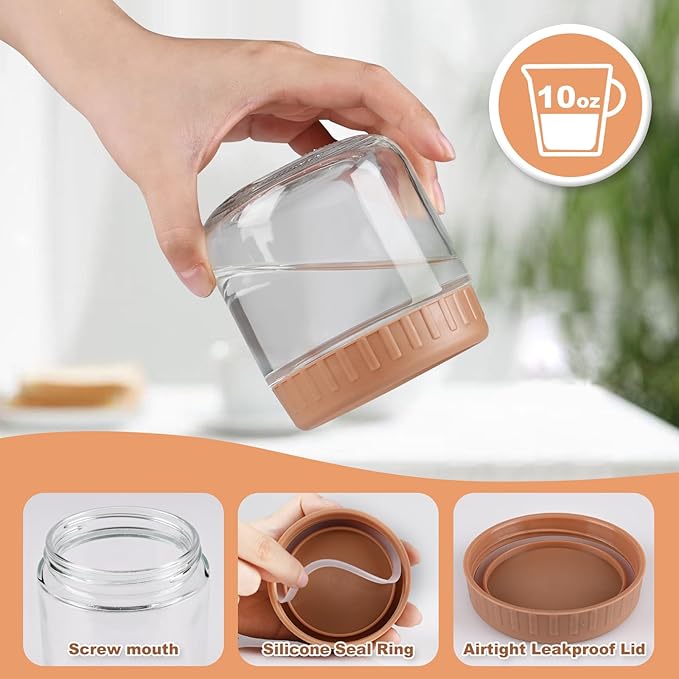 Overnight Oats Containers with Lids, 10oz Glass Jars with Lids 4 pcs, Taffy, Wide Mouth Mason jars for Salad, Yogurt, Snacks, Meal Prep
