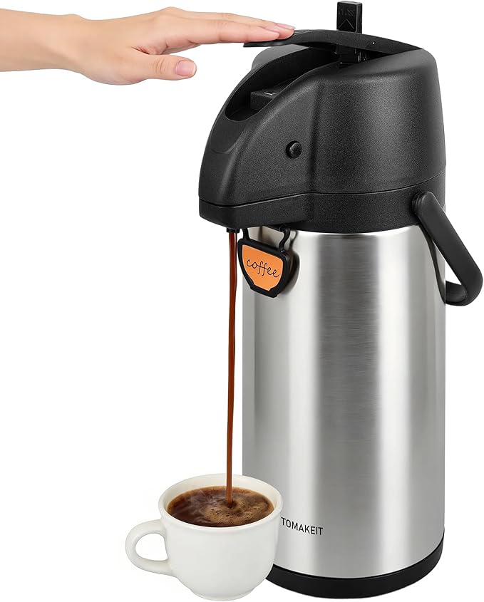 Airpot Coffee Dispenser Thermal with Pump,3L/102 Oz Insulated Stainless Steel Large Airpot Coffee Carafe Lever Action for Hot/Cold Water,Thermal Carafe for Hot Cocoa for Parties