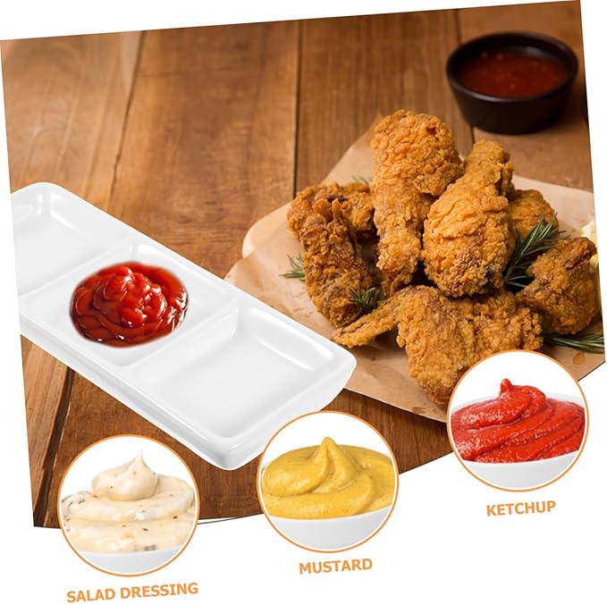8pcs Ceramic Divided Sauce Dish Compartment Appetizer Tray for Snacks and Dipping Sauces Minimalist Serving Bowl for Casual and Formal Gatherings