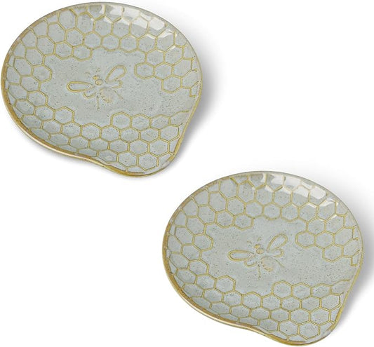 GDCZ Ceramic Dessert Plates, 5.2 Inch Mini Dinner Plates, Dinner Dishes for Cake, Waffle, Snacks Side, Microwave, Oven and Dishwasher Safe, Set of 2 (Grey)